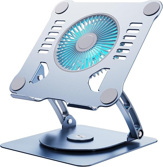 Laptop Stand for Desk. Computer Stand. with 360 Rotating Base, Adjustable Angle, Freely Retractable Computer Cooling Pad. for Laptops and Tablets Below 20.9 in(Deep Space Gray,C)