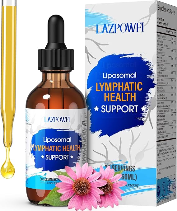 Lymphatic Drainage Drops Liposomal Lymphatic Drainage Supplements with Echinacea 500mg, Elderberry, Burdock Root & Dandelion Liquid Lymphatic Drops, 2 fl oz