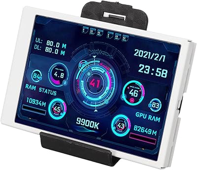 Computer Temp Monitor, 3.5in I P S USB Mini Screen, Computer Case Secondary Screen PC Temperature Display for Hard Disk Data (15cm-Black)