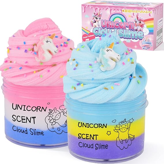 Unicorn Cloud Slime 2 Pack, Scented Slime Kit Toys, Cute Preppy Stuff for Kids Girls Boys, Cool Teen Girls Birthday Gifts Party Favors Stocking Stuffers