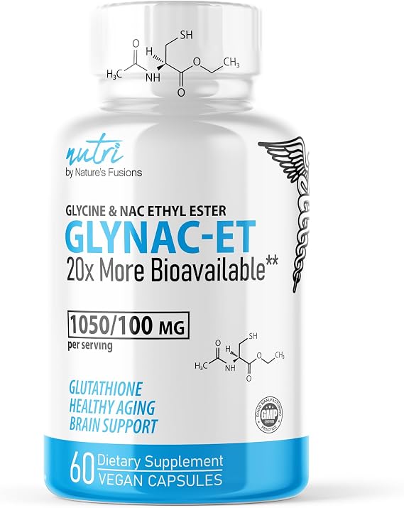 Nutri GlyNAC-ET N-Acetyl Cysteine Ethyl Ester + Glycine - NACET - 60 Caps | GlyNAC Supplement - 20x More Bioavailable - Glycine & N-Acetylcysteine Ethyl Ester - Anti-Aging, Boost Glutathione