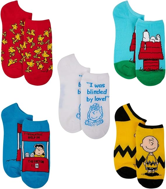 Peanuts Women's 5 Pack No Show Socks