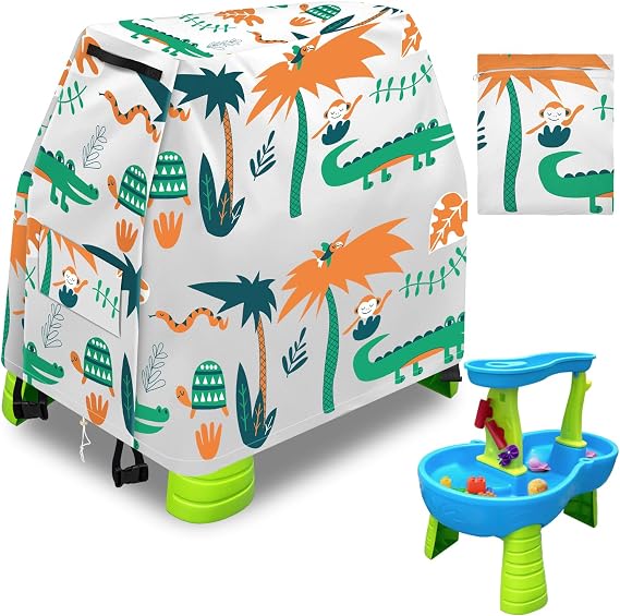 Infowush Kids Water Table Cover for Step 2 Rain Showers Water Table, Gray | Outdoor Play Toys Cover for Water Table for Toddlers 1-3, Waterproof Dust Proof Anti-UV, Water Table Accessories-Cover only