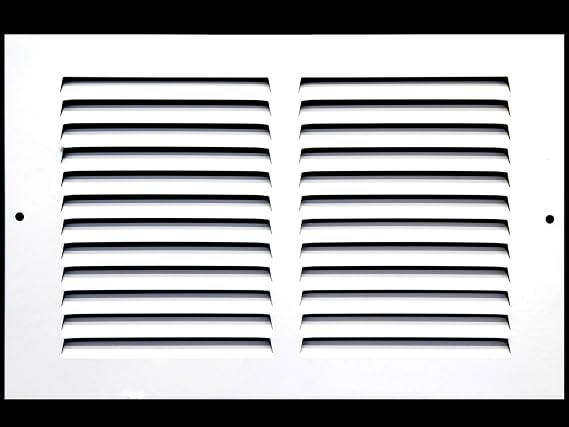 HVAC Premium 14'' x 6'' [Duct Opening] Flat Stamped Steel Return Air Grille - Sidewall and Ceiling - HVAC Vent Duct Cover - White [Outer Dimensions: 15.75''w X 7.75''h]