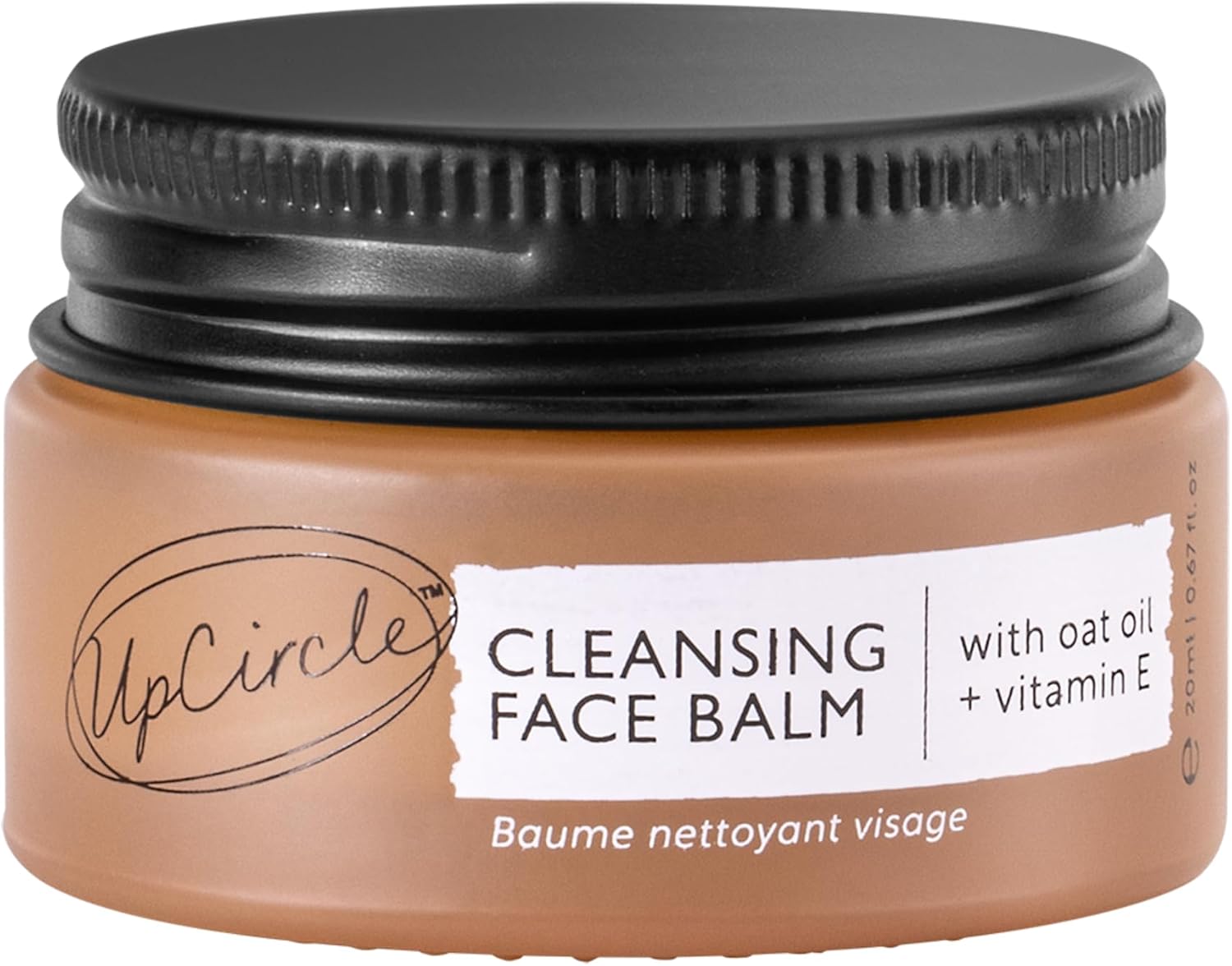 UpCircle Mini Travel Size Cleansing Face Balm with Apricot 20ml - Natural Cleanser To Remove Makeup  Clear Blackheads - Sea Buckthorn, Oat  Rosemary Oil - Vegan  Cruelty-Free