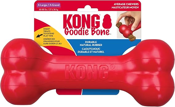 KONG Goodie Bone, Natural Rubber Treat Toy, Red, for Extra Large Dogs