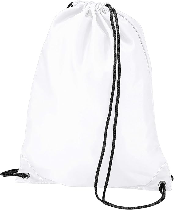 BagBase Budget Water Resistant Sports Gymsac Drawstring Bag (11L) (One Size) (White)