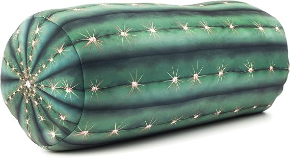 Kikkerland Cactus Headrest Plush Plant Pillow for Home or Office Decor Airplane & Travel Essentials Gift