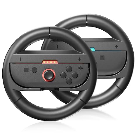 BRHE Steering Wheel for Nintendo Switch 2 2025,Racing Wheels for Mario Kart World/ 8 Deluxe,Switch 2 Racing Game Accessories for Switch 2 JoyCon (2x Black)