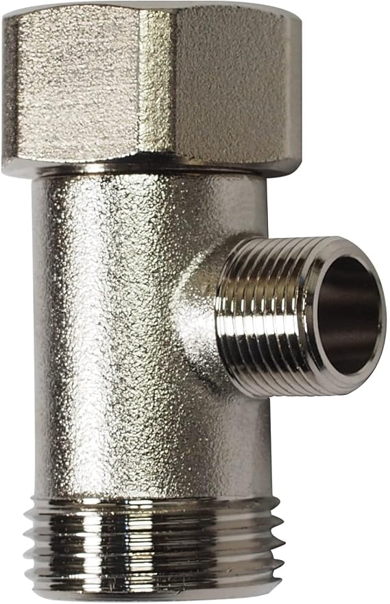 Bidet T Adapter - T Valve Adapter for Bidet (7/8 x 7/8 x 3/8,also Match 9/16""), 3 Way Adapter Bidet Attachment or 3 Way Tee Connector for Toilet, Nickel