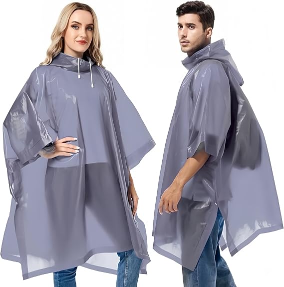 Reusable Rain Ponchos for Adults, 2 Pcs Raincoats (Pack of 1) Emergency for Women Men with Hood