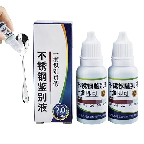 Rapid Stainless Steel Test Liquid, 2 Pack 15ml Stainless Steel Test Solution, Precisely Proportioned Stainlesss Steels Tests Solution, Portable One-Step Analytical Identification Solutions