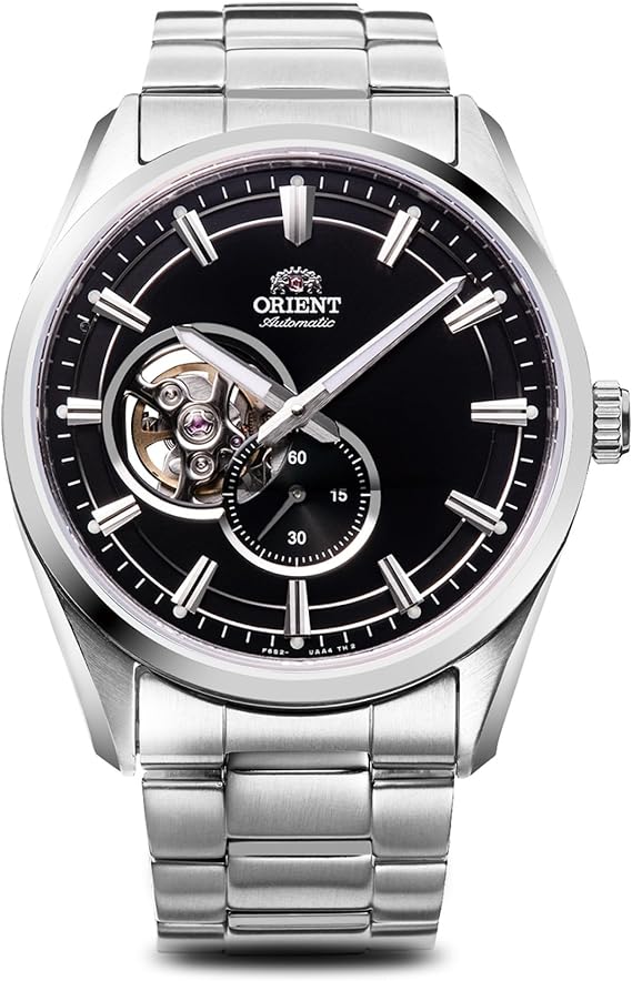 Orient RN-AR0001B Automatic Watch, Contemporary Semi-Skeleton, Mechanical, Automatic, Open Heart, Men's, Black