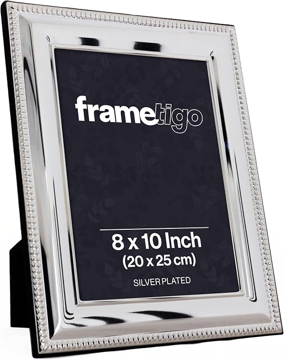 Frametigo Silver Plated Bead Photo Frame - Fits Photo Size 8"x10" 20x25cm