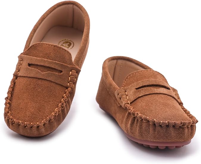 DADAWEN Kids' Soft Suede Slip On Loafers