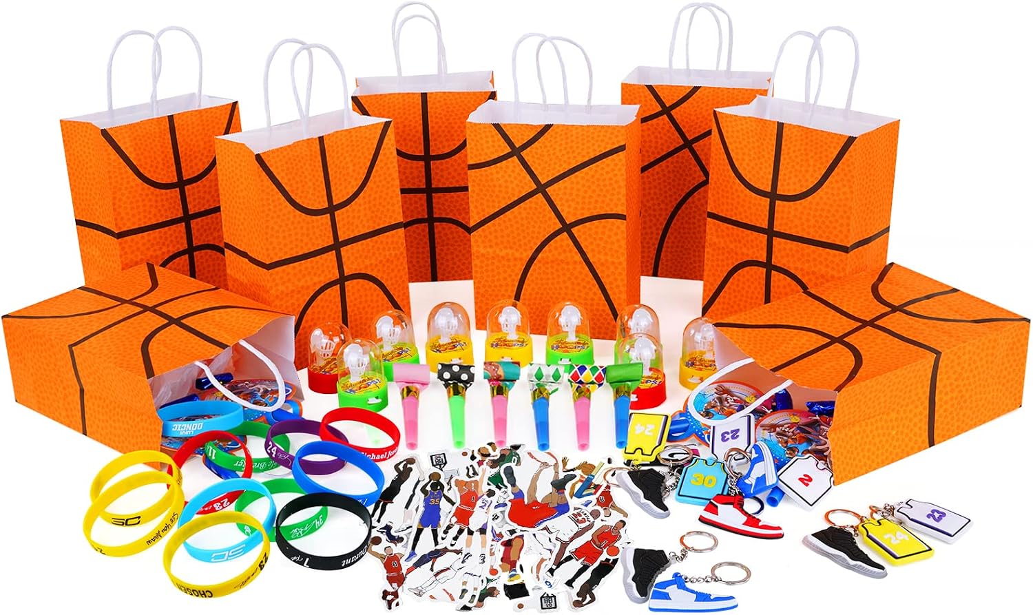 Basketball Party Favors Set 122 Pcs Basketball Goodie Bag Stuffers Include Jersey Shoe Keychain Bracelet Sticker Shoot Basket toys Gift Bags Fillers Use for Basketball Theme Birthday Party Supplies
