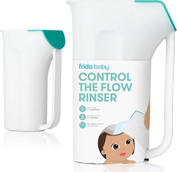 Frida Baby Control The Flow Bath Rinse Cup | Rinser to Wash Hair + Body | Rinser Cup for Bath Time with Easy Grip Handle + Removable Rain Shower