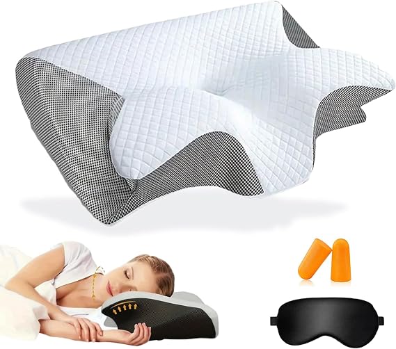 Luxury Dream Angle Technology Pillow, Cervical Neck Pillow, Ergonomic Contour Side Sleeper Pillows with Breathable Pillowcase, Orthopedic Memory Foam Pillows for Back Stomach Sleepers (Gray)