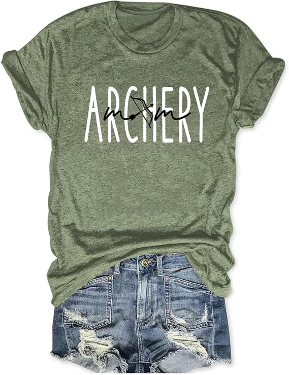Womens Funny Archery Mom T Shirt Sports Mama Short Sleeve Casual Loose Graphic Tees Trending Tops