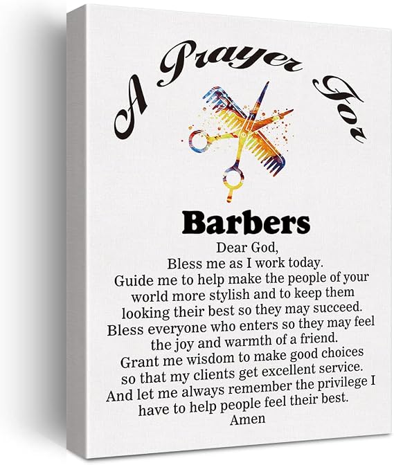 LEXSIVO a Barber's Prayer Canvas Home Wall Art Decor Barber Gift Painting 11.5x15 Barbershop Poster Framed Ready to Hang