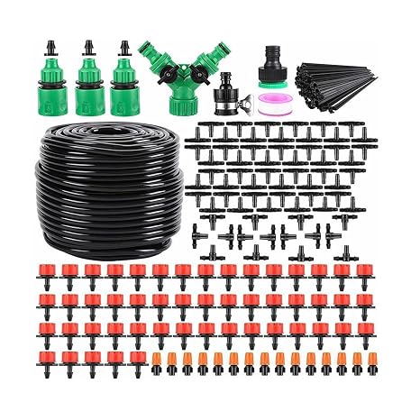 Automatic Watering System Kit with Irrigation Hose - Drip Irrigation System for Garden, Plants, Flowers - Adjustable Water Flow, Easy to Assemble (164FT)