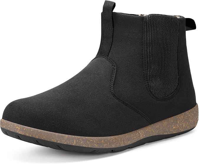 Womens Mens Chelsea Boots Minimalist Winter Snow Boots Wide Width Ankle Booties with Arch Support Slip-on Short Boot Shoes