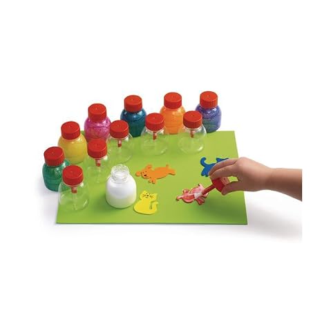 Colorations Glue Jars Set of 12, Empty Glue Bottles with Brushes
