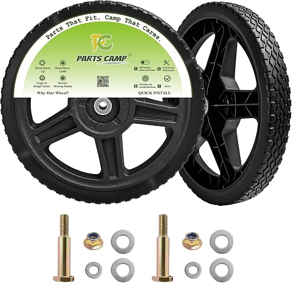 Parts Camp Push Mower Wheel kits Lawn Mower 12 inch Wheels for Push Mower Pressure Washer(Set of 2)