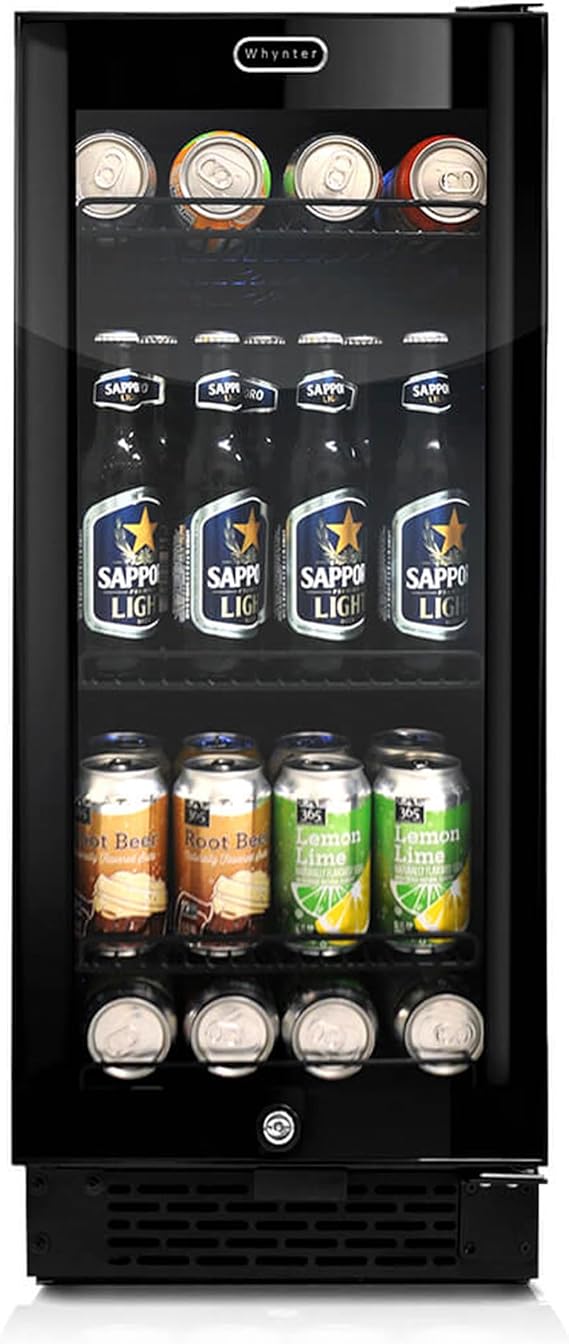 Whynter BBR-801BG Built Beverage Refrigerator and Cooler Mini Fridge with Glass Door with Lock, 3.0 Cubic Feet, Black, 100