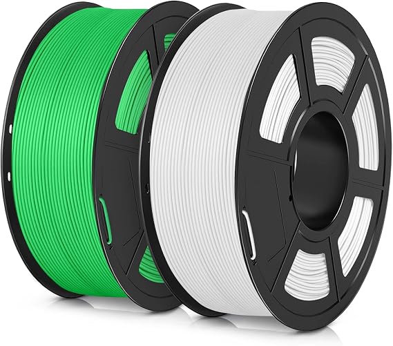 SUNLU 3D Printer Filament PLA Matte 1.75mm, Neatly Wound Filament, Smooth Matte Finish, 1kg Spool 2.2lbs, 330 Meters, Matte White& Green