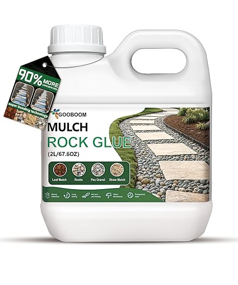 Rock Glue for Landscaping 2L(67.6OZ) Fast-Drying Landscape Adhesive for Pea Gravel, Rubber Mulch & Decorative Stones Heavy Duty Permanent Bond Stabilizer Safe for Lawn, Garden,