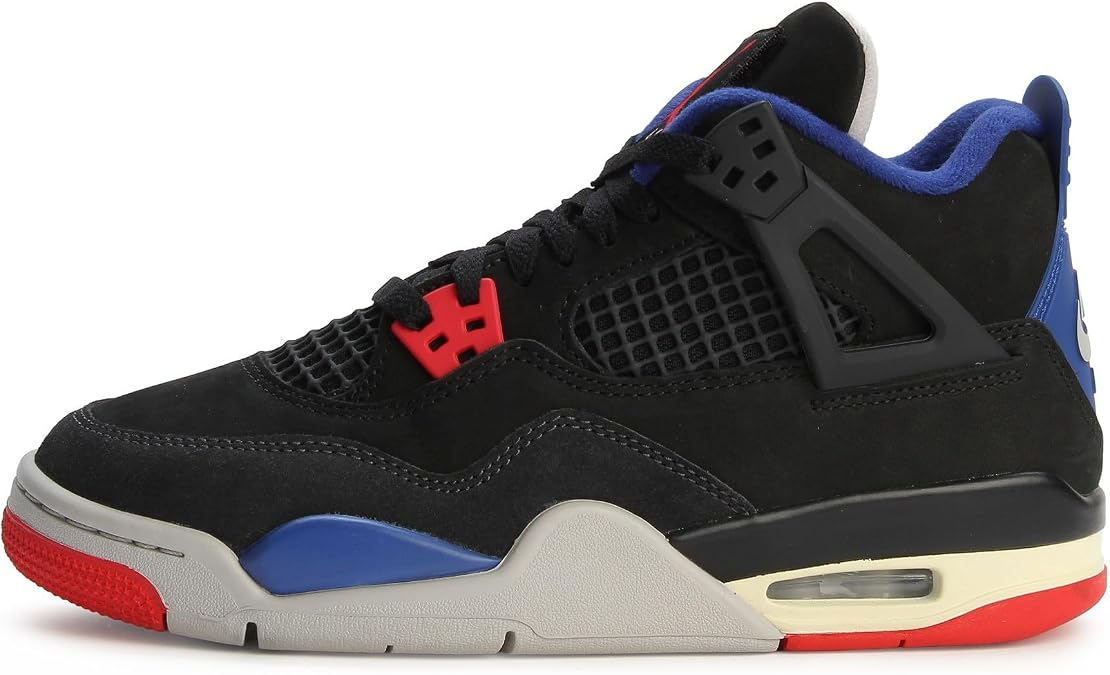 Air Jordan 4 Retro OG Big Kids' Shoes Black/Fire Red-Deep Royal Blue