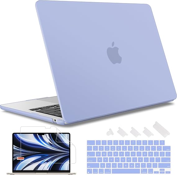 May Chen Case for MacBook Air 13/13.6-inch (M5/M4/M3/M2, 2022-2026 Models A3449 A3240 A3113 A2681), Lightweight | Closes Seamlessly | Ideal for Work Hard Shell Case, Airy Blue A+