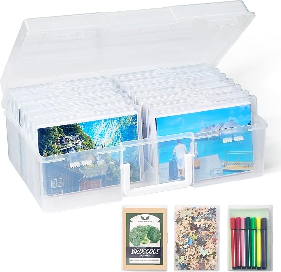 Lifewit 14 Pcs Photo Storage Box for 5"x 7" Pictures, Acid-Free, Black