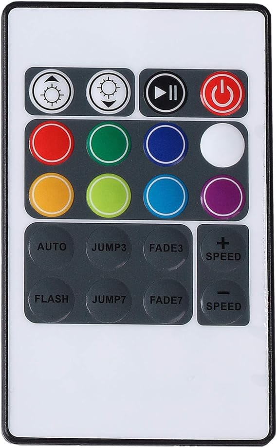RGB Rope Light IR Remote, 8 Colors, 6 Modes, Brightness Control | RGB rope light replacement IR remote; 8 colors, 6 modes, brightness and DIY controls, CR2025 battery included; line-of-sight
