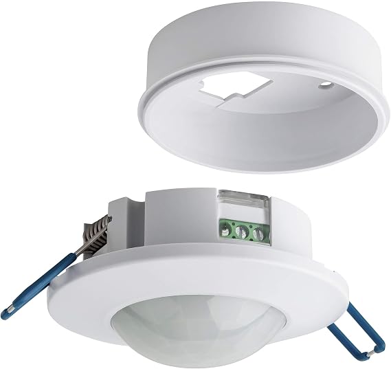 SEBSON Motion Sensor Indoor - Recessed or Surface Mounted Ceiling | Programmable PIR Sensor, Range 8m/360°, LED Compatible 600W, 3-Wire