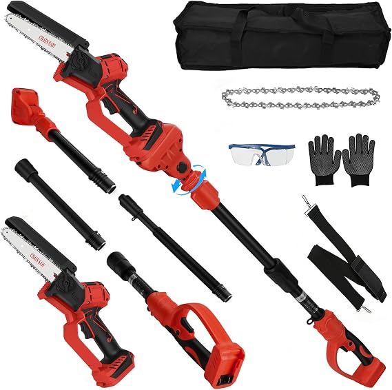 6 Inch Cordless Pole Saw for Milwaukee 18V Battery (No Battery), Brushless Electric Chainsaw with Extension Pole, 15Ft Long Reach for Tree Pruning Hedge Cutting