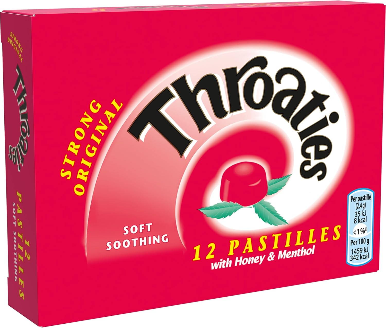 Strong Original Flavour Soft Soothing Pastilles with Honey & Menthol, 12 Pastilles