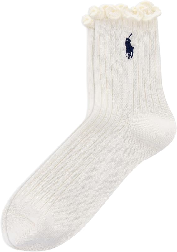 POLO RALPH LAUREN Women's Lettuce Edge Ankle Socks - 1 Pair Pack - Sustainable Cotton Comfort