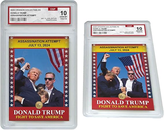 Trump Merchandise - 3D Donald Trump Trading Card - Assassination Attempt - Gem Mint Graded 3D Collectable Trump Card - Trump Gifts for Men & Women