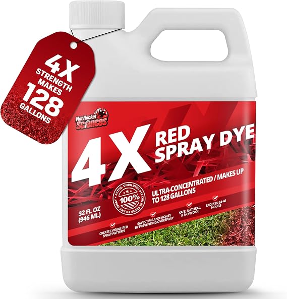 4X Red Spray Dye, Ultra Concentrated Formula for Accurate Coverage, 32oz