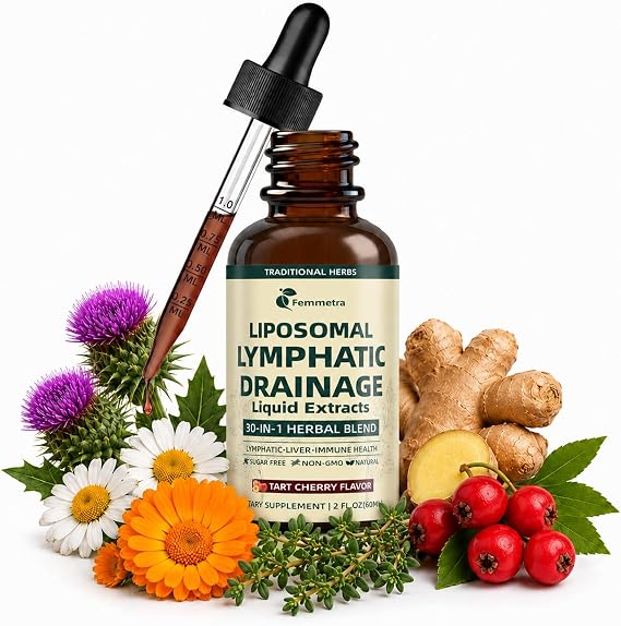 Liposomal Lymphatic Drainage Supplements with 30-in-1 Herbal Blend