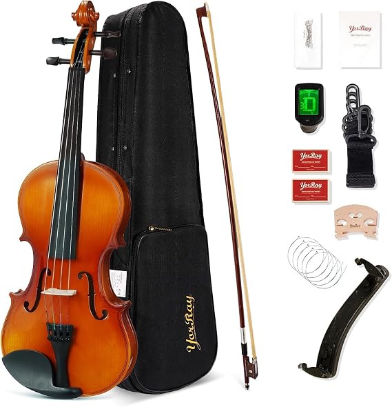 Violin 4/4 Full Size Kit for Adult Beginner Violin Fiddle Set for Student