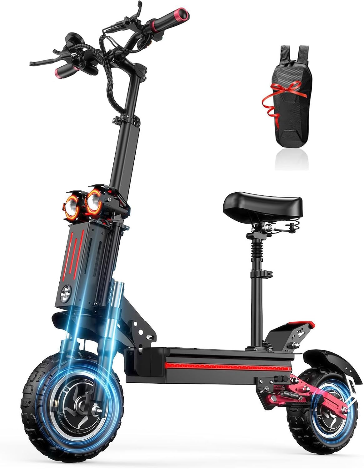 Electric Scooter Adult Dual Drive 11inch All-Terrain Off Road Scooter 5600W Dual Motor 50 Miles per Hour Foldable Fast Mobility Scooter Maximum Load 800 pounds, 45 Miles Electric Scooter with seat