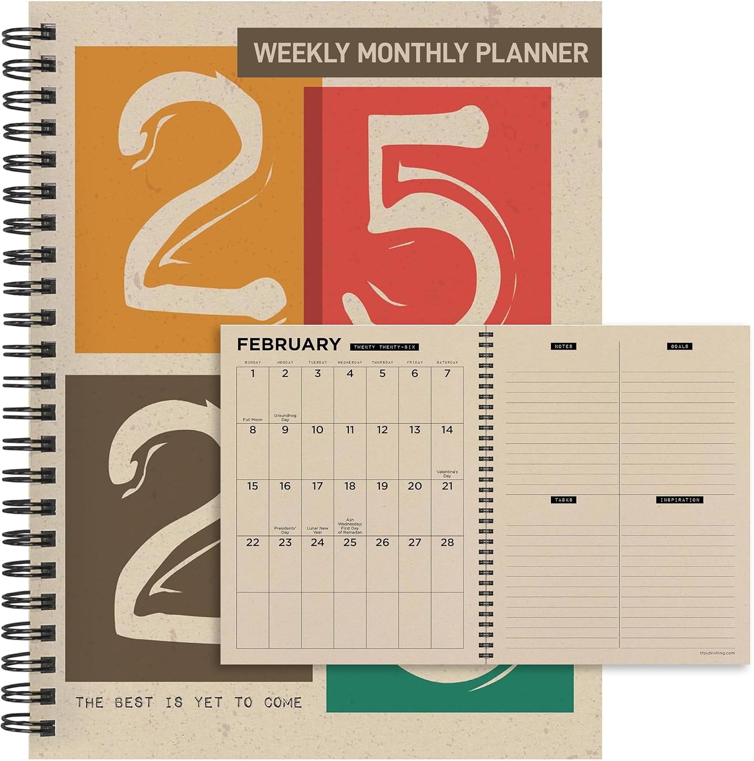 TF Publishing July 2025 - June 2026 Stamp Out Medium Weekly Monthly Planner - 12 Month Academic Planner 2025-2026 with Durable Cover, Thick Uncoated Paper, and Planning Stickers - 6.5in x 8in
