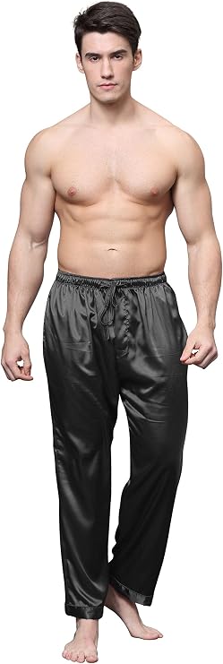 Tony & Candice Men's Satin Pajama Pants Long PJ Bottoms