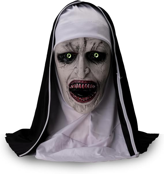 Nun Scary Halloween Mask, The Nun Creepiest Latex Full Head Mask Spirit Gothic Supernatural horror Halloween Party Costume