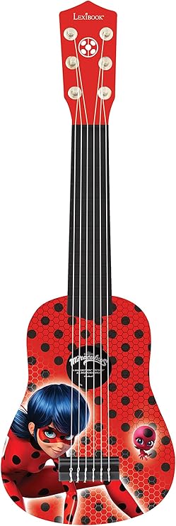 Lexibook, Miraculous Ladybug Cat Noir, My First Guitar for Children, 6 Nylon Strings, 21" Long, Guide Included, red, K200MI
