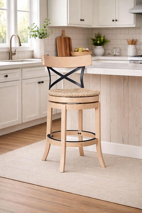 Boraam Myrtle Swivel Counter Stool - Ivory Oak