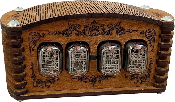 Nixie Tube Clock IN12 Retro Vintage.Oak Enclosure. (12 Hours Format)